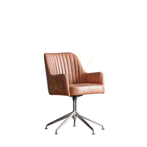Fåtölj Gallery Direct Curie snurrstol i brunt läder och silverfinish 5059413395987 small 3