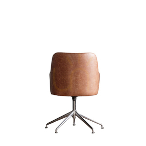 Fåtölj Gallery Direct Curie snurrstol i brunt läder och silverfinish 5059413395987 small 4