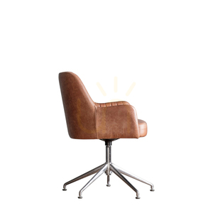 Fåtölj Gallery Direct Curie snurrstol i brunt läder och silverfinish 5059413395987 small 5