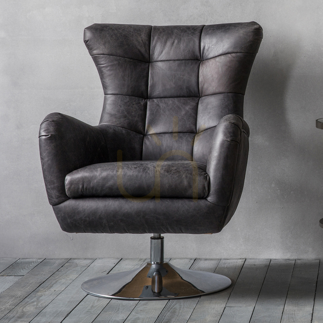 Utsikt Fåtölj Gallery Direct Bristol antik ebenholts läder snurrstol 700x810x950 mm Fåtölj Gallery Direct Bristol antik ebenholts läder snurrstol 700x810x950 mm
