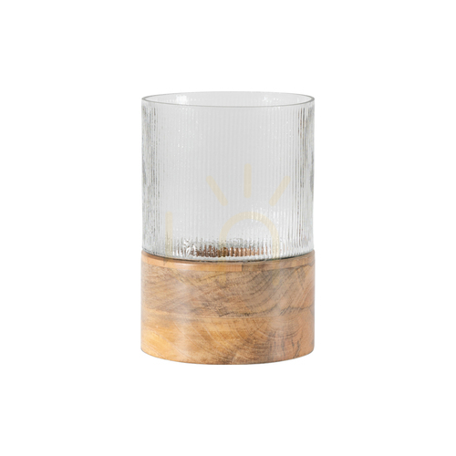 Kontrollera Hurricane ljuslykta i glas och mangoträ 26 cm klar Gallery Direct Belver 5059413757761