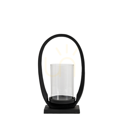 Kontrollera Lykta Gallery Direct Hooper Small svart aluminium och glas 32,5 cm