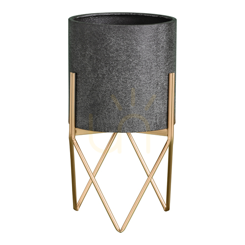 Kontrollera Kruka med stativ Gallery Direct Hoven grå/guld metall 50,5x26,5 cm