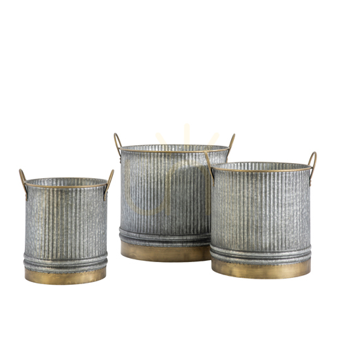Kontrollera Kruka set om 3 Gallery Direct Sylvie grå/guld järn 51 cm