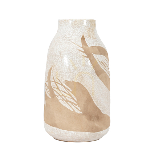 Kontrollera Vas Gallery Direct Goya stor vit/brun stengods 33 cm 5059413868962