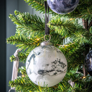 Julgranskula Gallery Direct grå marmorerad glas 10 cm 6-pack small 1