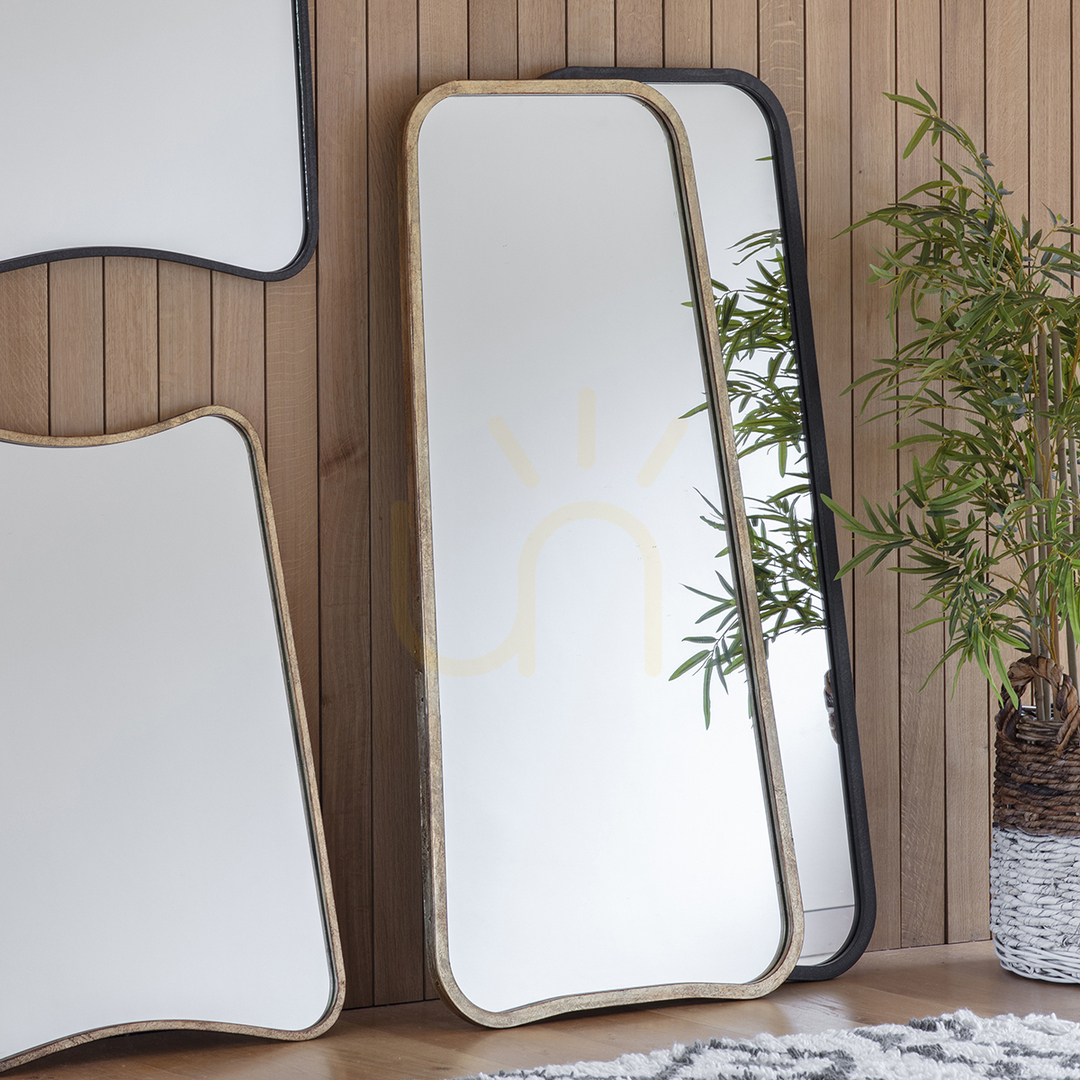 Utsikt Spegel Gallery Direct Kurva guld metall 56,5x123 cm 5055999207409 Spegel Gallery Direct Kurva guld metall 56,5x123 cm 5055999207409