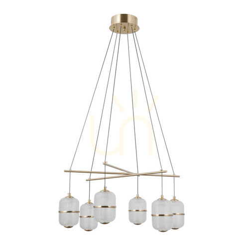 Kontrollera Hänglampa Italux Alani LED 6 ljuspunkter guld glas 66 cm PND-34375-6-HBR