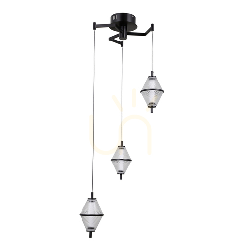 Kontrollera Italux Pendelarmatur LED 3-ljus svart glas 48 cm PND-34395-3-BK