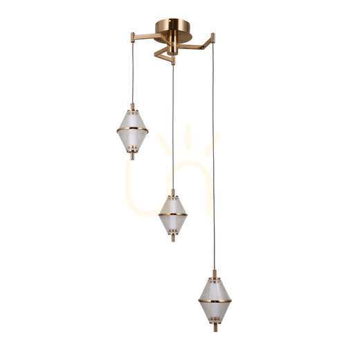 Kontrollera Taklampa Italux Gold Fuente LED 3-ljus gyllene glas 48 cm PND-34395-3-HBR