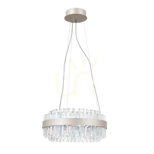 Kontrollera Italux Horna champagnefärgad LED-pendellampa med kristalldetaljer 45 cm PND-34386-1-CH-CL