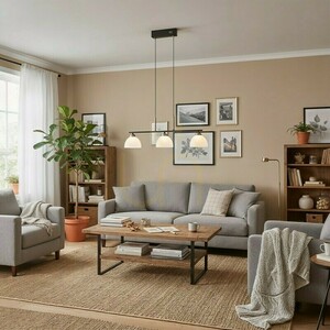 Italux Montiela LED-pendellampa med 3 ljus, svart med guldfärgade detaljer, PND-34374-3-BK small 4