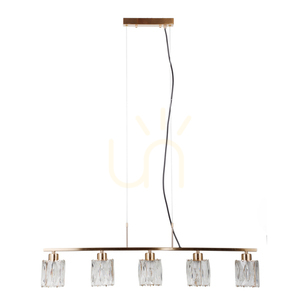 Pendellampa Italux SIMONA PND-40814-5-HBR guld 5xE14 kristallglas 85 cm small 0