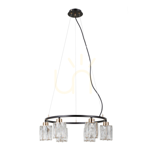 Kontrollera Italux taklampa svart kristall 6-ljus E14 53 cm PND-40814-6-BK-HBR