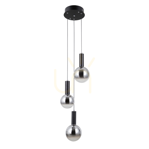 Kontrollera Italux Strela LED taklampa 3L svart glas 33 cm PND-34378-3S-BK