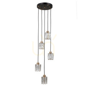 Taklampa Italux Torno svart-guld 5 ljus klarglas E14 PND-40813-5R-BK-HBR small 0