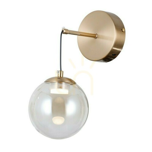 Kontrollera Italux Velada LED-vägglampa i guldfärg med bärnstensfärgat glas WL-34381-1-HBR