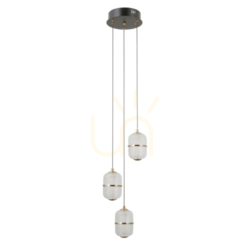 Kontrollera Italux Alani svart LED pendellampa 3-ljus glas 26 cm PND-34375-3-BK