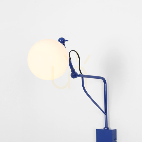 Kontrollera Aldex Soho Glass vägglampa med kort arm, koboltblå, 1105C25_M