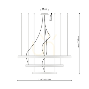 RIO 3 55/78/110 beige LED 3000K ljuskrona small 7