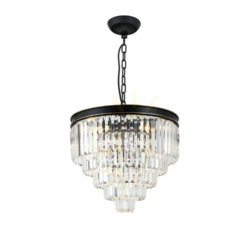 Kontrollera Hänglampa Artico Open Design Highlights svart kristall 4 ljuspunkter E14 500 mm