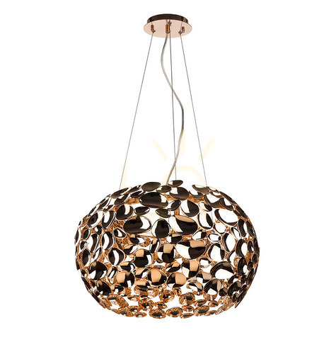 Kontrollera Hängande lampa Carera Gold Open Design Highlights, 6-ljus guld metall G9 550 mm