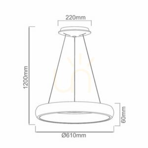 Pendellampa Rotto Grey S 3000K Open Design Highlights vit grå LED 50W 610 mm small 1