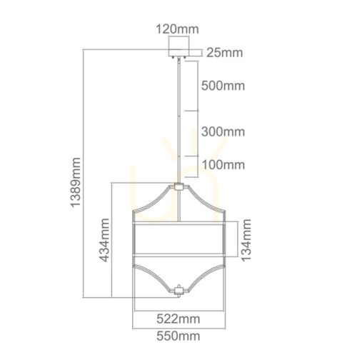 Kontrollera Hänglampa Stesso Open Design Highlights vit satin guld metall tyg 4 ljuspunkter E27