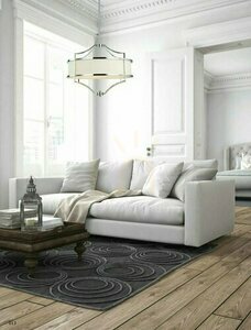 Hänglampa Stesso Open Design Highlights vit satin guld metall tyg 4 ljuspunkter E27 small 2