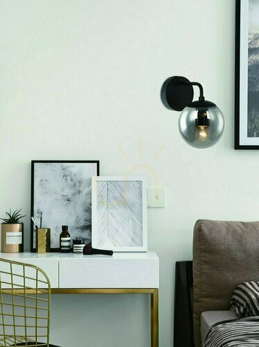 Kontrollera Vägglampa Bao svart transparent metallglas E27 Open Design Highlights