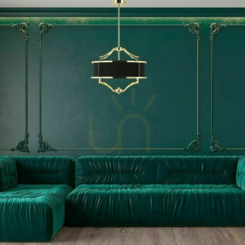 Kontrollera Taklampa Stesso Open Design Highlights svart guld 4 ljuskällor E27 420 mm