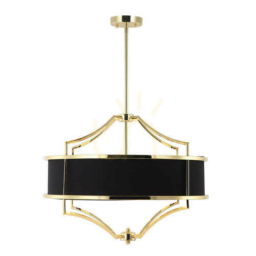 Kontrollera Hänglampa Stesso Open Design Highlights svart/guld metall 4-ljus E27