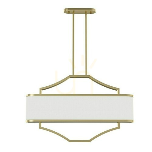 Kontrollera Pendellampa Gerdo Ovale vit grädde satin gold 6 ljuspunkter 800 mm Open Design Highlights