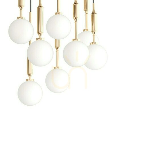 Kontrollera Pendellampa Open Design Highlights Ero VIII 8-armad vit opal svart guld G9 1800 mm