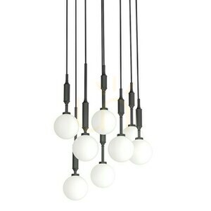 Pendellampa Ero VIII Vit Opal Svart 8 ljus Open Design Highlights small 1