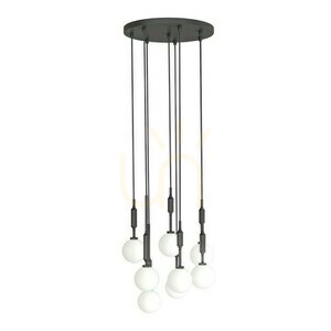 Pendellampa Ero VIII Vit Opal Svart 8 ljus Open Design Highlights small 3