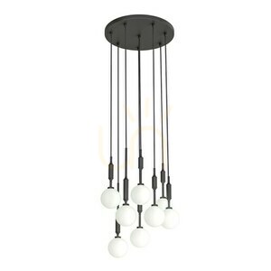 Pendellampa Ero VIII Vit Opal Svart 8 ljus Open Design Highlights small 0