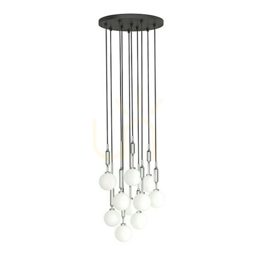 Kontrollera Pendellampa Ero Open Design Highlights opalvit krom svart 10 ljuskällor G9 1800 mm