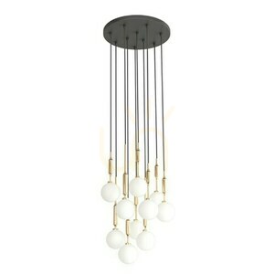 Pendellampa Ero X Gold 40 Open Design Highlights vit opal svart guld glas metall small 2