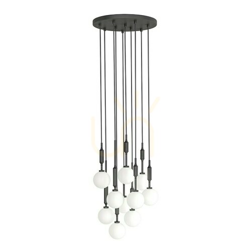 Kontrollera Pendant Light Ero X Nero 40 Open Design Highlights Vit Opal Svart 10-ljus G9