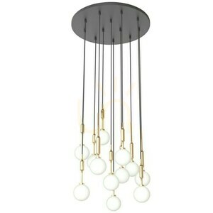 Pendellampa Open Design Highlights Ero XII 12-ljus vit opal svart guld metall glas G9 small 1