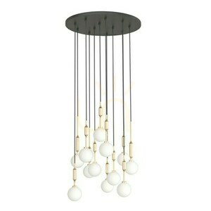Pendellampa Open Design Highlights Ero XII 12-ljus vit opal svart guld metall glas G9 small 0