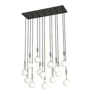 Hänglampa Ero XIV Cromo 80x25 Opalvit Krom Svart Metall Glas Open Design Highlights small 1