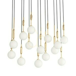 Pendant Light Ero XIV Gold 80x25 Open Design Highlights, Vit Opal, Metall Glas small 2