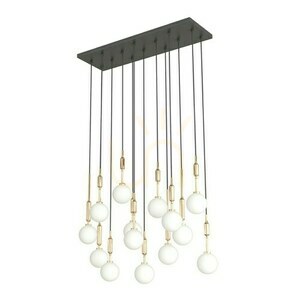 Pendant Light Ero XIV Gold 80x25 Open Design Highlights, Vit Opal, Metall Glas small 3
