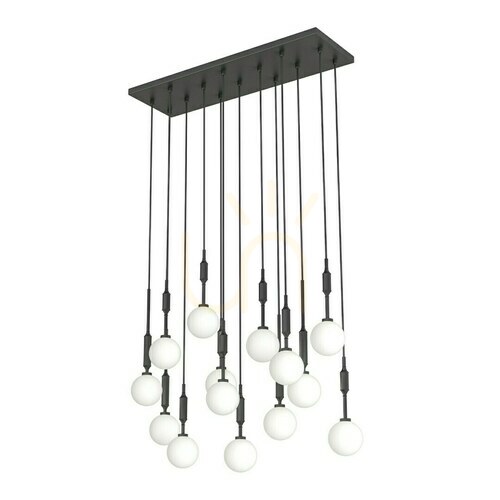 Kontrollera Pendellampa Open Design Highlights Ero 14-ljus vit opal svart metall glas G9 IP20