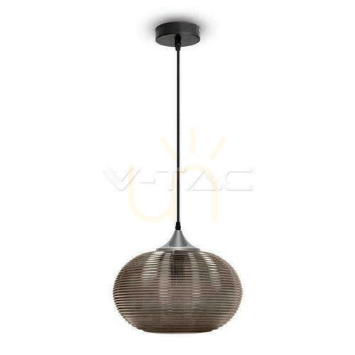 Kontrollera V-TAC Pendelarmatur Diamond Cut Series Rökt glas fi330mm VT-7350-HB 5 års garanti