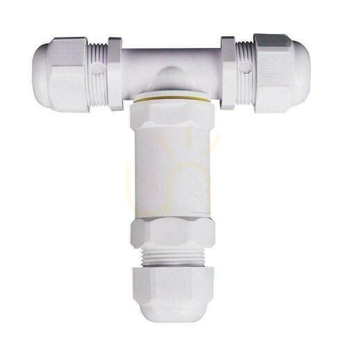 Kontrollera Kontaktdon Hermetisk koppling 3x3Pin Vit T-stycke 0,5-4mm2 Tråddiameter 8-12mm IP68 V-TAC VT-869
