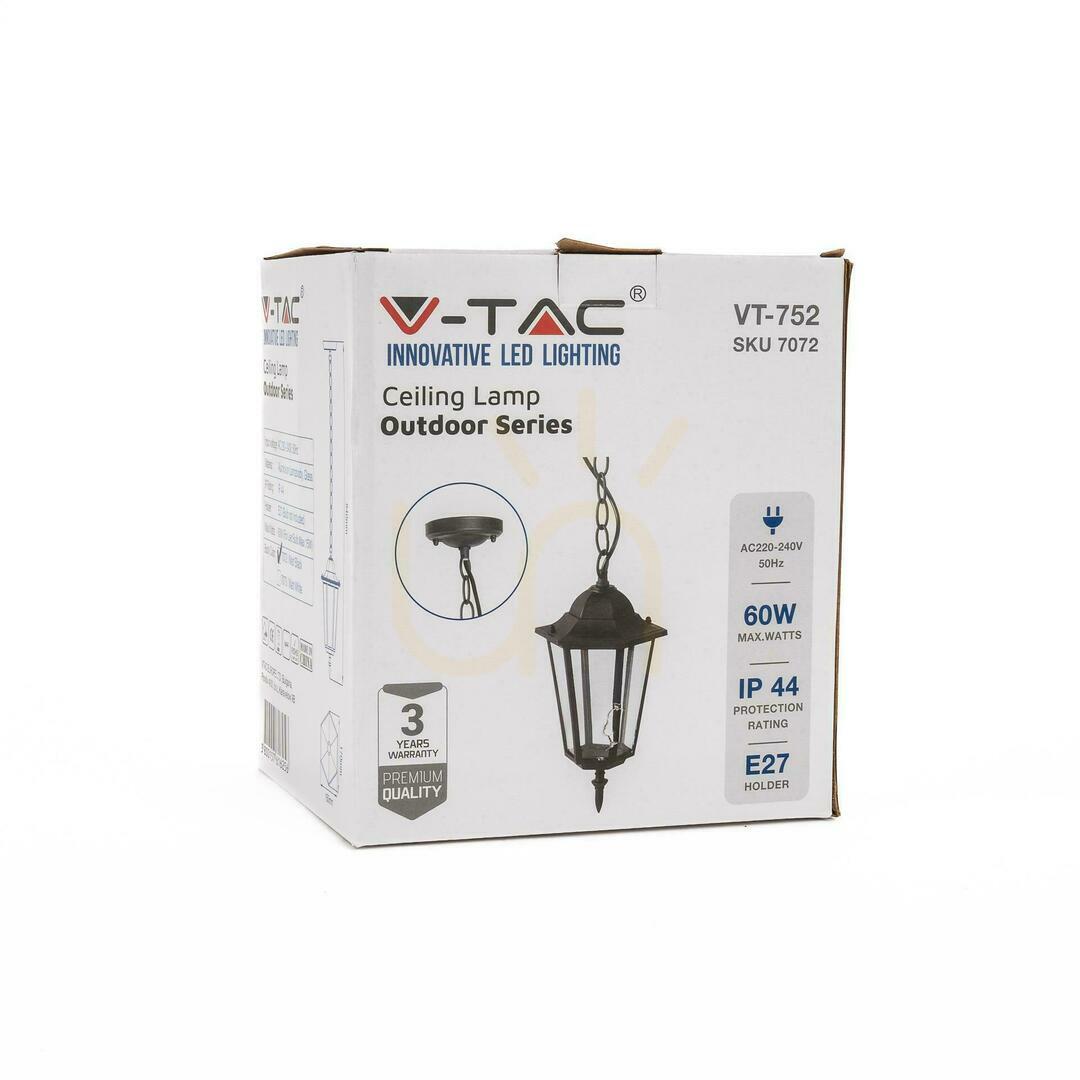 Visa V-TAC lampkedja pendel trädgårdsarmatur svart matt VT-752 V-TAC lampkedja pendel trädgårdsarmatur svart matt VT-752