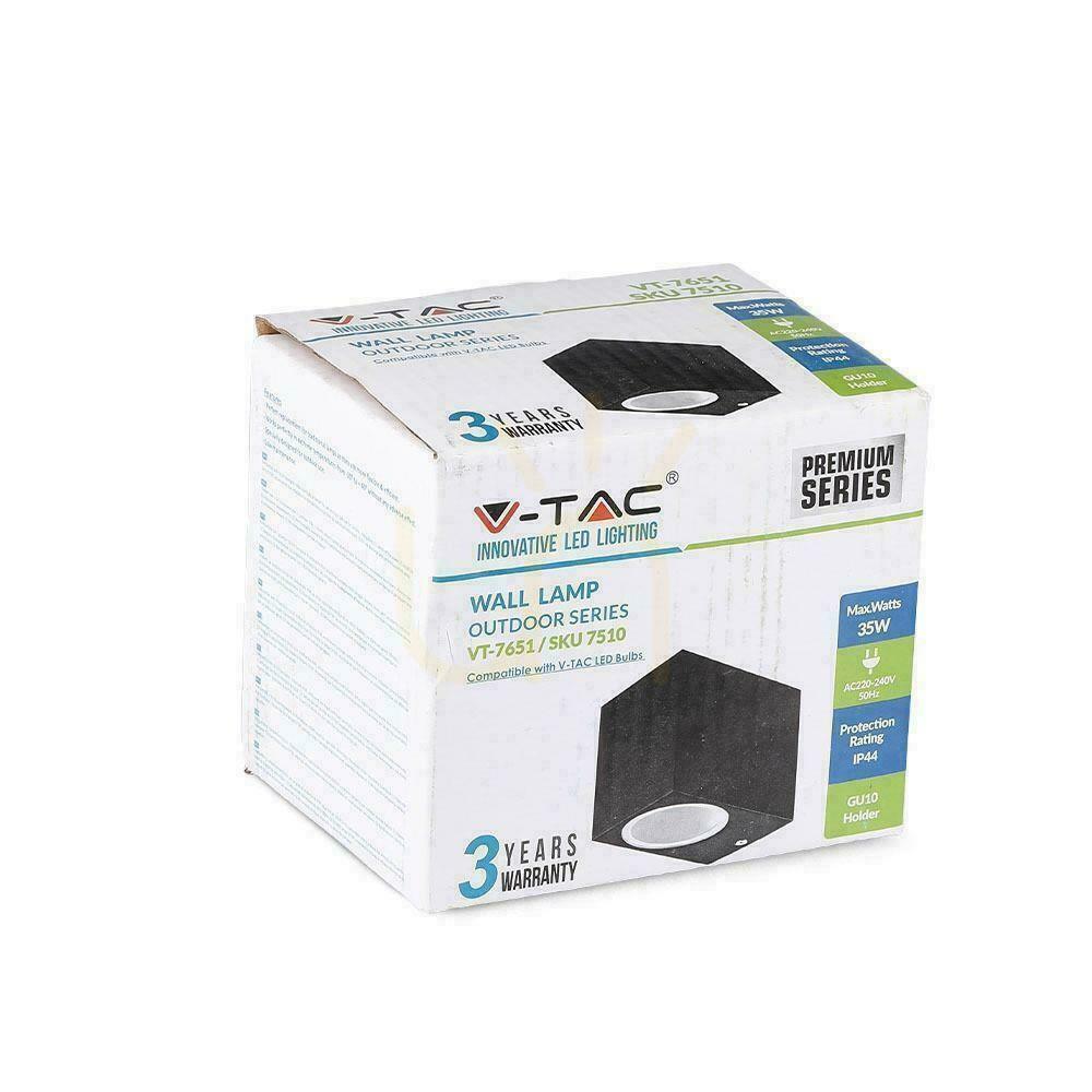 Display Vägglampa V-TAC GU10 Aluminium Square Black Down IP44 VT-7651 Vägglampa V-TAC GU10 Aluminium Square Black Down IP44 VT-7651